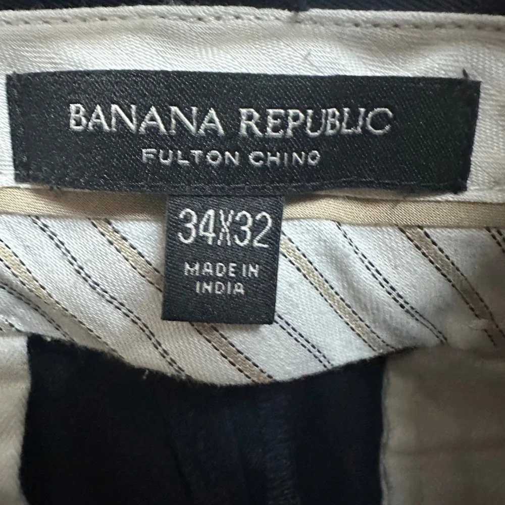 Banana Republic Fulton Chino Skinny Fit Navy Blue Pants Size 34x32 Preppy Classi